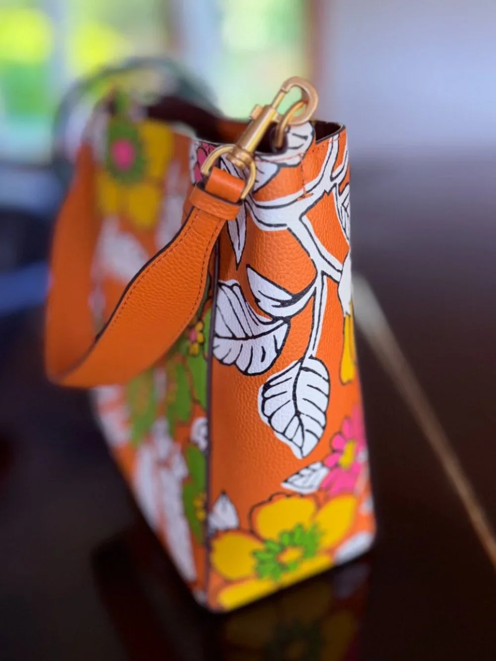 Authentic Tory Burch McGraw Printed Hobo Bag in Rust Wallpaper Floral, Like New
